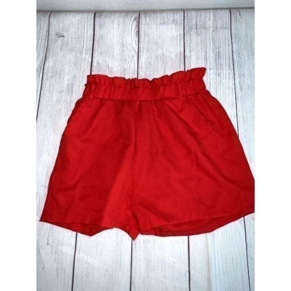 Girls Red Mid-Rise Shorts Cinched Waist Belted and pockets 11Y - 12Y